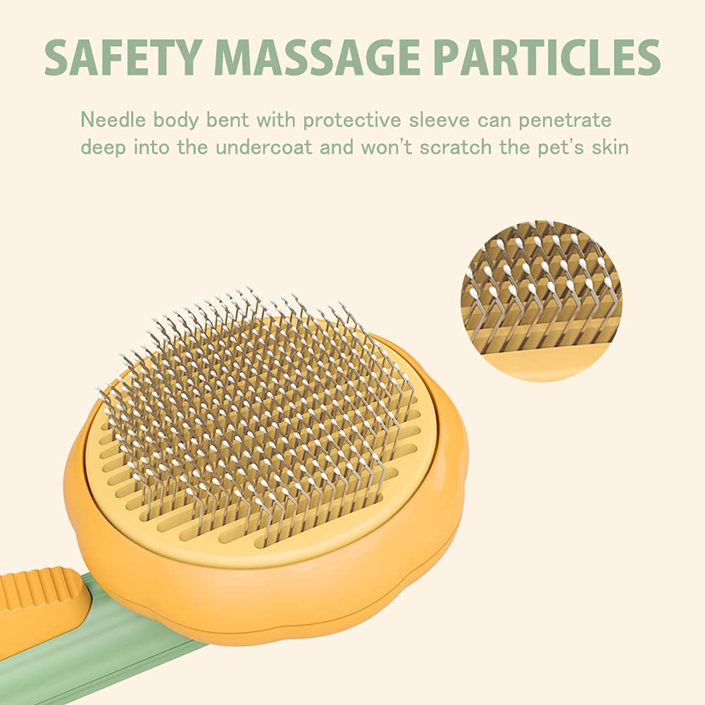Peigne Slicker autonettoyant à citrouille pour chien Chat Chiot Lapin, Outil de brosse de toilettage Élimine en douceur les poils emmêlés