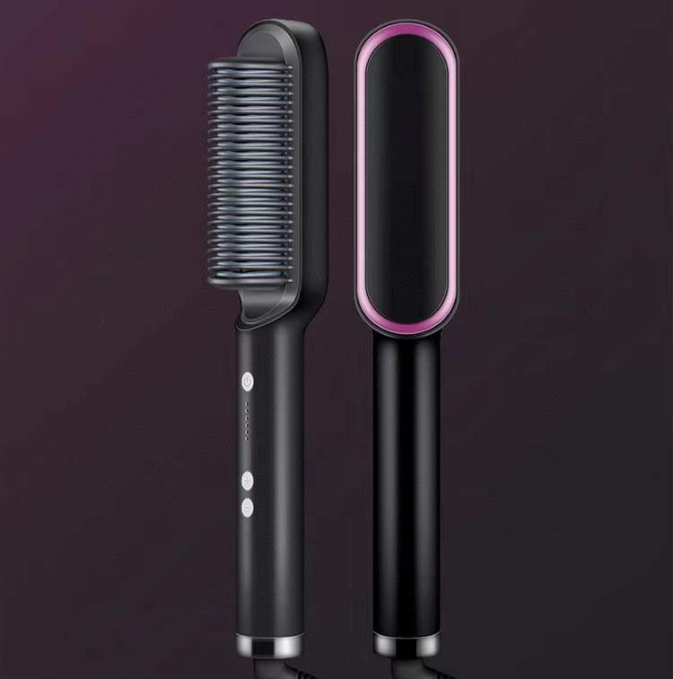 Nouveau lisseur à cheveux 2 en 1 peigne chaud pince à curling aux ions négatifs Brosse à cheveux électrique à double usage
