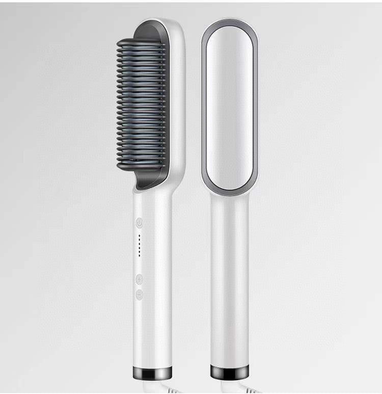 Nouveau lisseur à cheveux 2 en 1 peigne chaud pince à curling aux ions négatifs Brosse à cheveux électrique à double usage