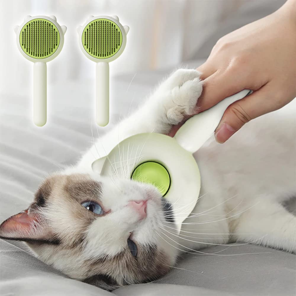Brosse de nettoyage pour cheveux pour animaux de compagnie Brosse de toilettage pour chat avec bouton de déverrouillage Brosse de nettoyage pour cheveux