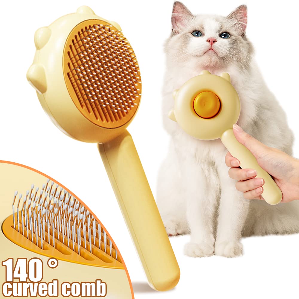 Brosse de nettoyage pour cheveux pour animaux de compagnie Brosse de toilettage pour chat avec bouton de déverrouillage Brosse de nettoyage pour cheveux
