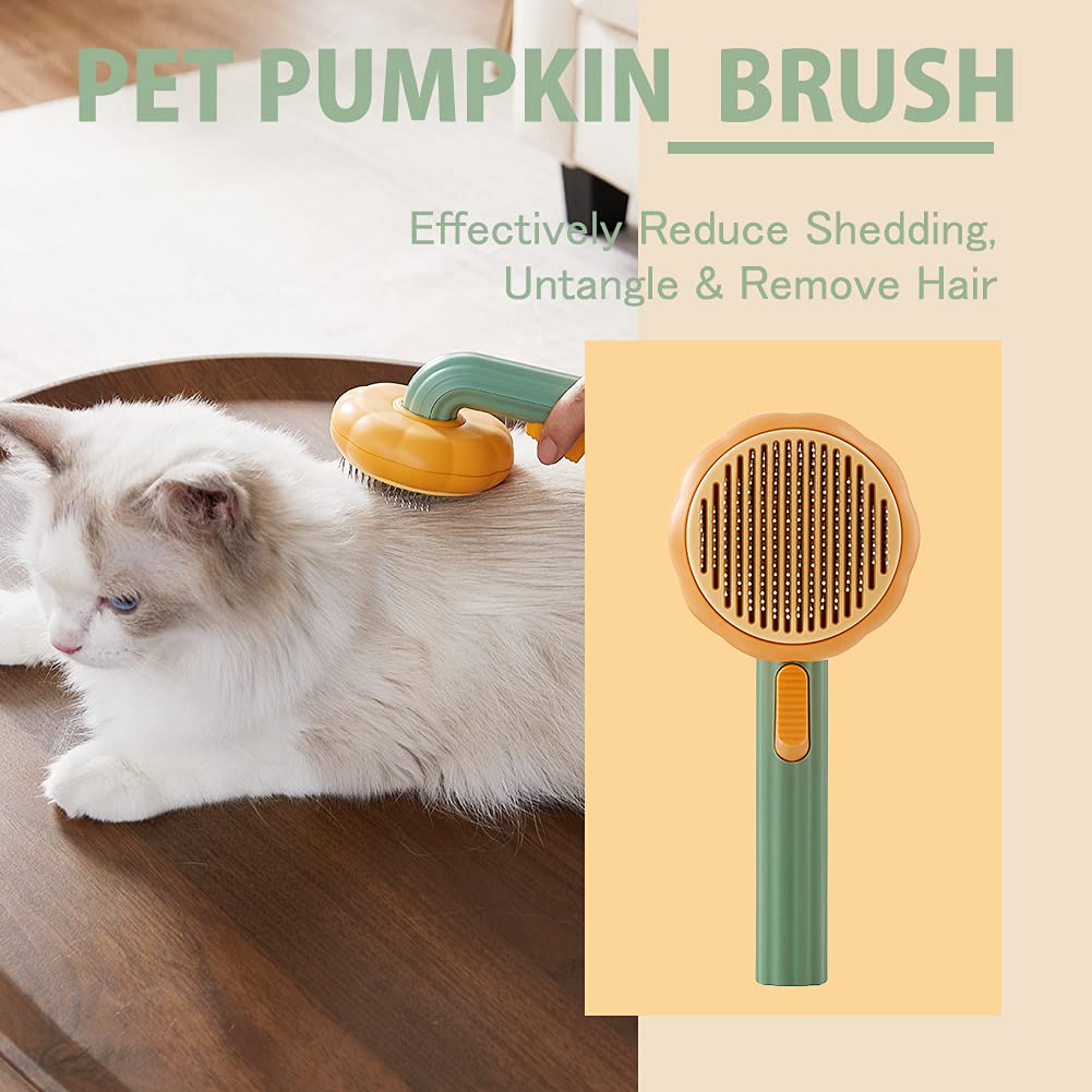 Peigne Slicker autonettoyant à citrouille pour chien Chat Chiot Lapin, Outil de brosse de toilettage Élimine en douceur les poils emmêlés