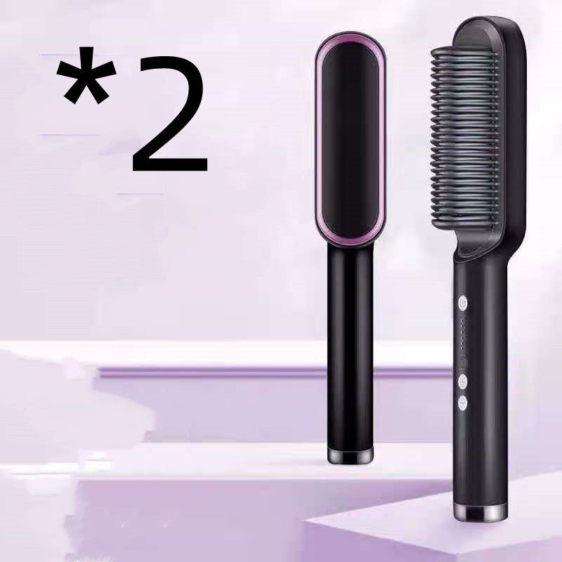 Nouveau lisseur à cheveux 2 en 1 peigne chaud pince à curling aux ions négatifs Brosse à cheveux électrique à double usage