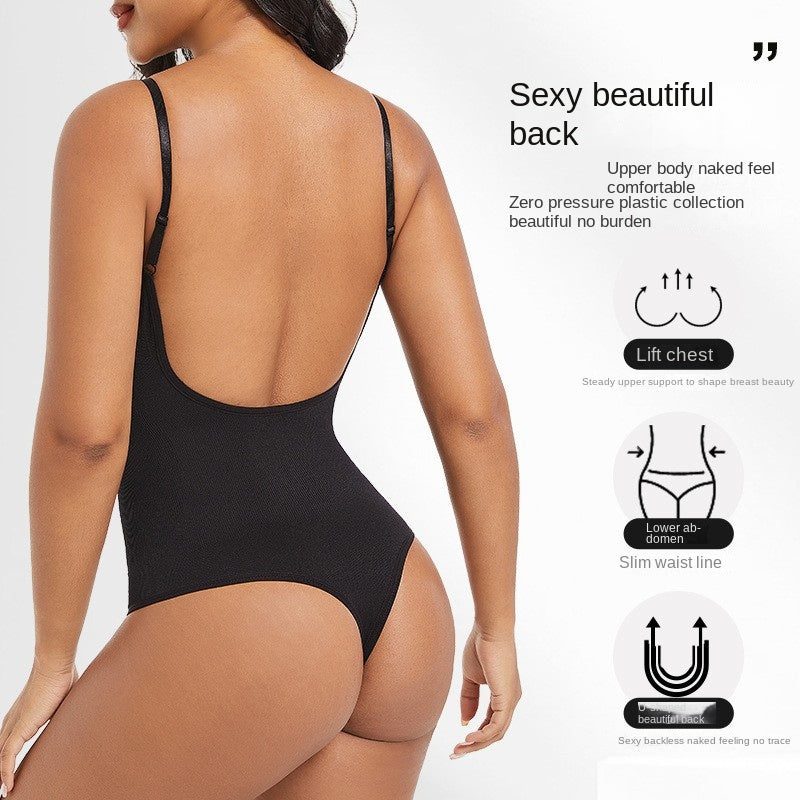 Body style string sans dos pour femme, vêtement de levage des fesses, grande taille, sous-vêtements sexy dos nu, couche de base façonnant le corps