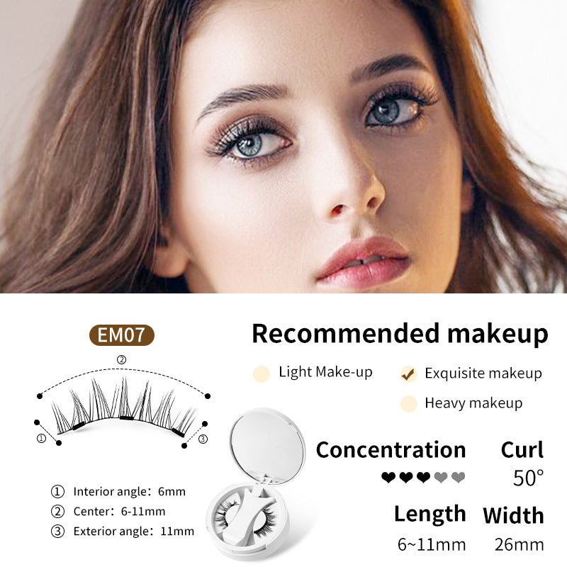 Faux cils magnétiques Boîte de rangement intégrée Aimant sans colle Faux cils Outils de maquillage naturels avec applicateur