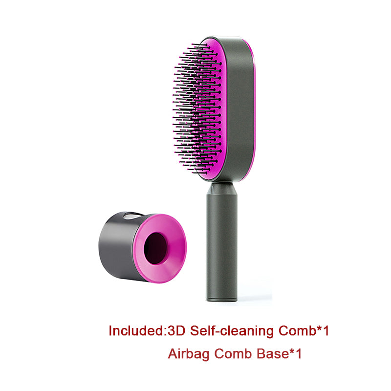 Brosse à cheveux autonettoyante pour femmes Nettoyage à une touche Perte de cheveux Airbag Massage Peigne à cuir chevelu Brosse à cheveux antistatique
