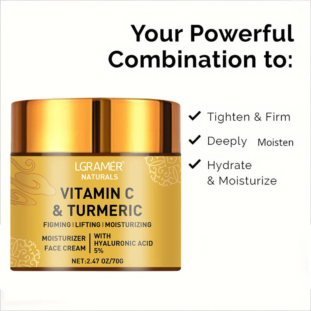 Curcuma Vitamine C Crème pour le visage Rétinol Hydratant Raffermissant Hyaluronique Éclaircissement Réparateur Crèmes blanchissantes pour soins de la peau lisses