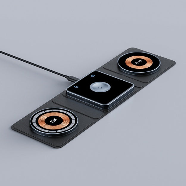 Station de charge sans fil pliante magnétique 3 EN 1 pour iPhone Charge rapide transparente pour IWatch et Airpods