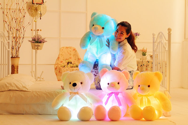 Créatif éclairage LED ours en peluche animaux en peluche jouet coloré brillant cadeau de noël pour enfants oreiller