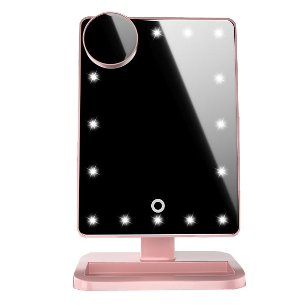 Miroir de maquillage à écran tactile avec 20 lumières LED Haut-parleur de musique Bluetooth 10X Miroirs grossissants Lumières