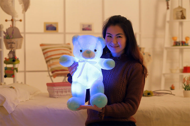 Créatif éclairage LED ours en peluche animaux en peluche jouet coloré brillant cadeau de noël pour enfants oreiller