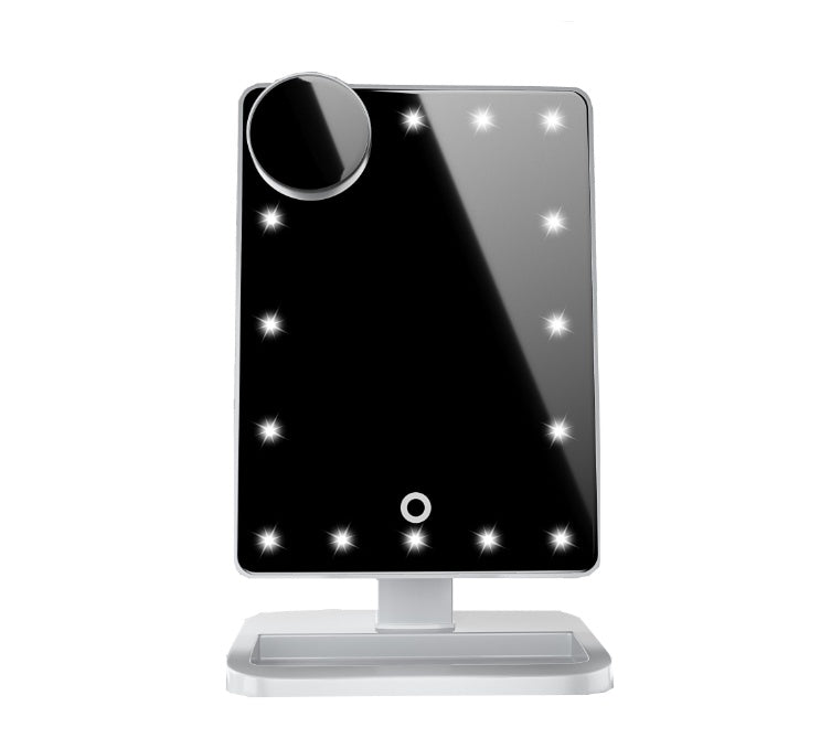 Miroir de maquillage à écran tactile avec 20 lumières LED Haut-parleur de musique Bluetooth 10X Miroirs grossissants Lumières
