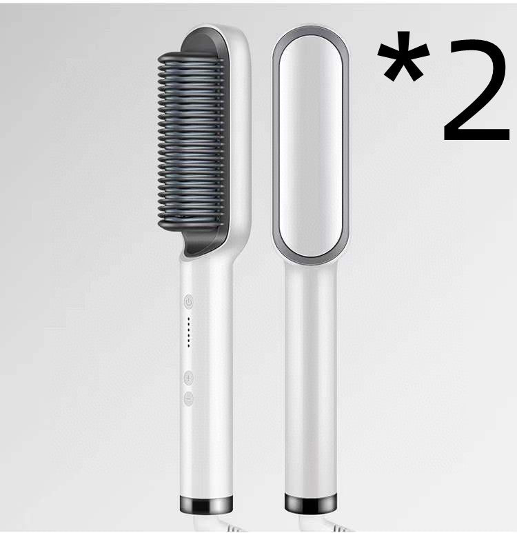 Nouveau lisseur à cheveux 2 en 1 peigne chaud pince à curling aux ions négatifs Brosse à cheveux électrique à double usage
