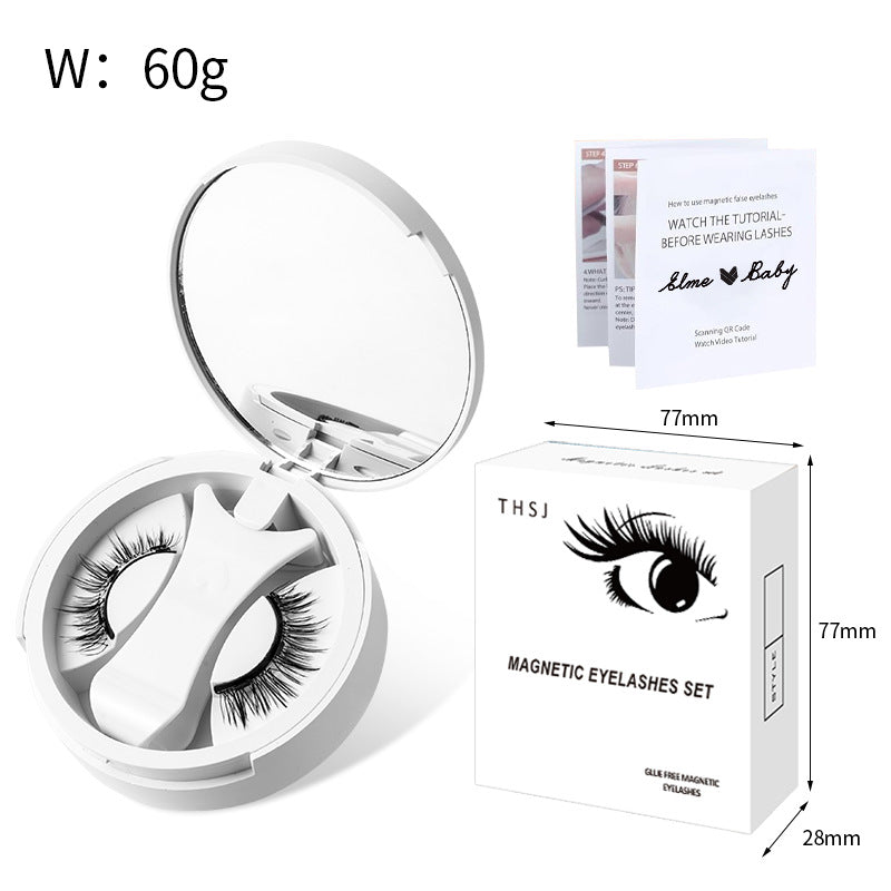 Faux cils magnétiques Boîte de rangement intégrée Aimant sans colle Faux cils Outils de maquillage naturels avec applicateur