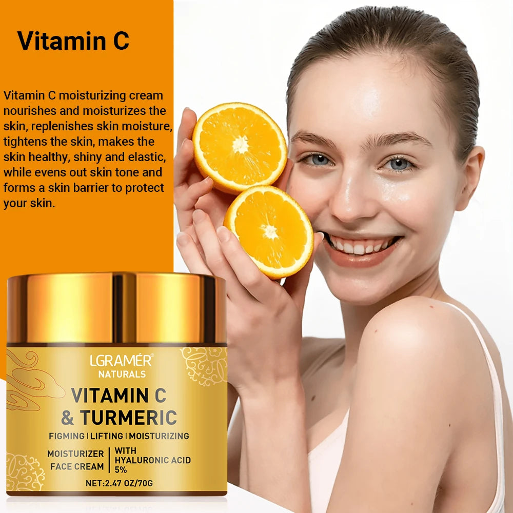 Curcuma Vitamine C Crème pour le visage Rétinol Hydratant Raffermissant Hyaluronique Éclaircissement Réparateur Crèmes blanchissantes pour soins de la peau lisses