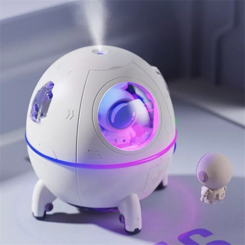 Humidificateur portable Bureau USB Astronaute Humidificateur d’air spatial Diffuseur 220ML avec lumière LED colorée Cadeau de Noël