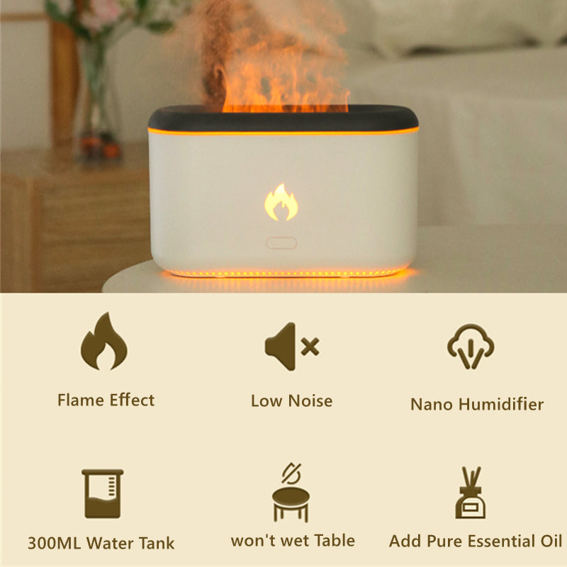 Drop Shipping Humidificateur de flamme 3D 300ML Diffuseur d’arôme de flamme à ultrasons Diffuseur d’huile essentielle Meilleure vente