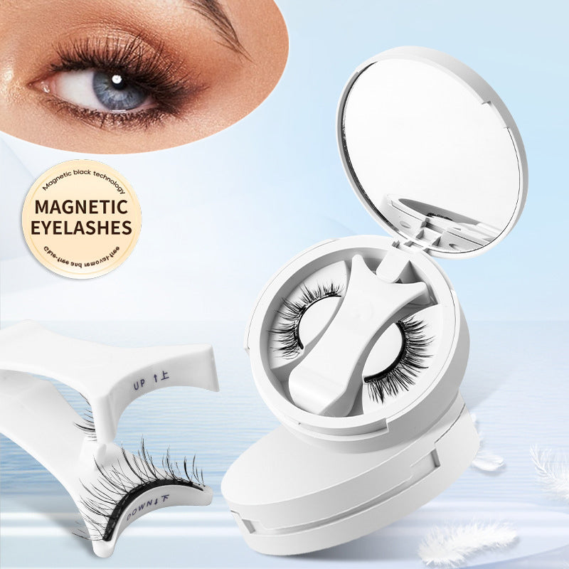 Faux cils magnétiques Boîte de rangement intégrée Aimant sans colle Faux cils Outils de maquillage naturels avec applicateur