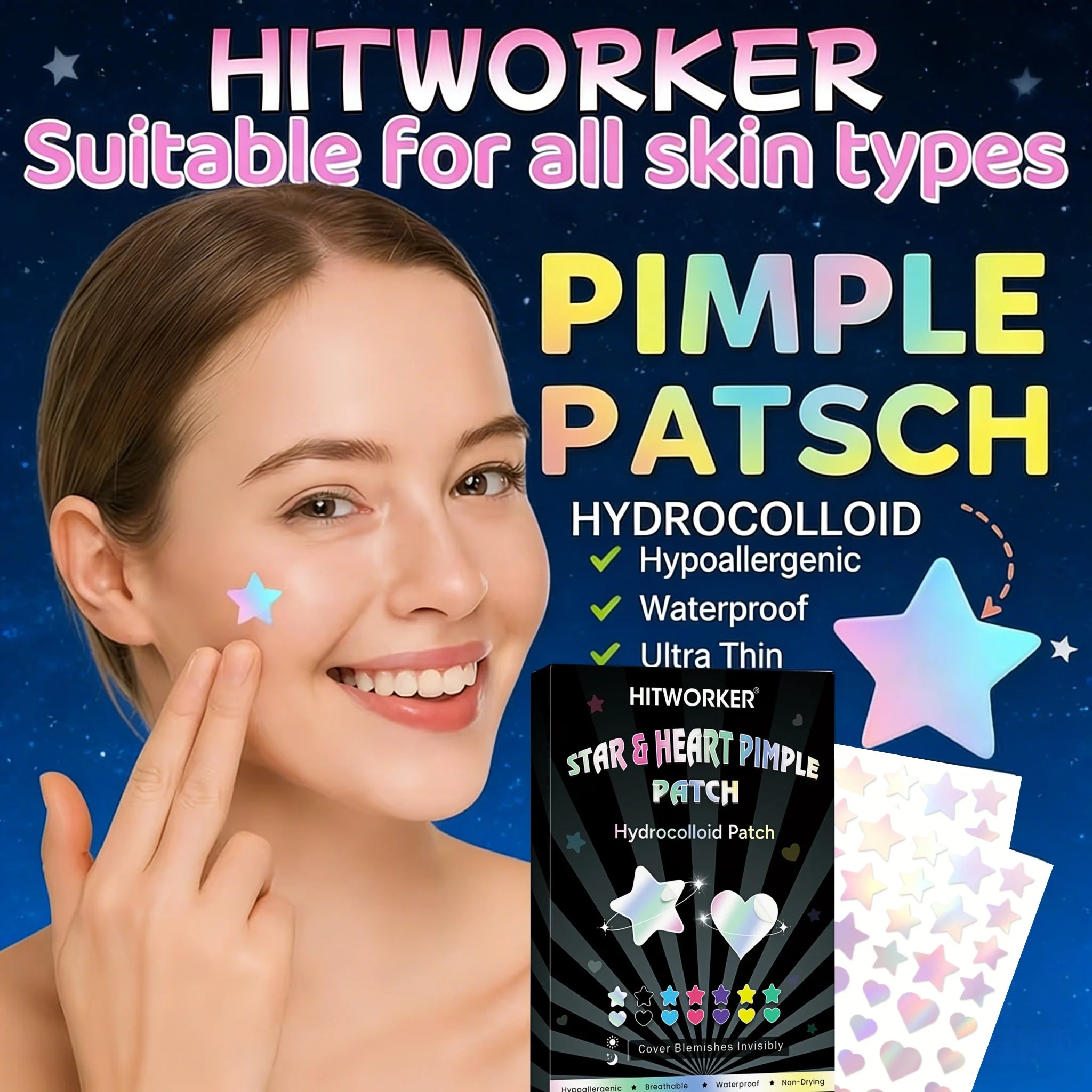 252/504/1008-Piece HITWORKER Acne Patches | Housse invisible contre les imperfections, enrichie d’huile d’arbre à thé, nettoyage doux