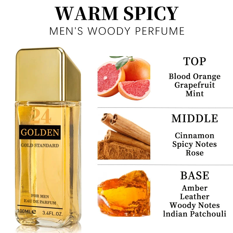3.4 Fl Oz Men's Eau De Toilette Spray, With Amber & Cinnamon Long-Lasting Perfume, Perfect For Dating, Daily Life, Parties, Gift