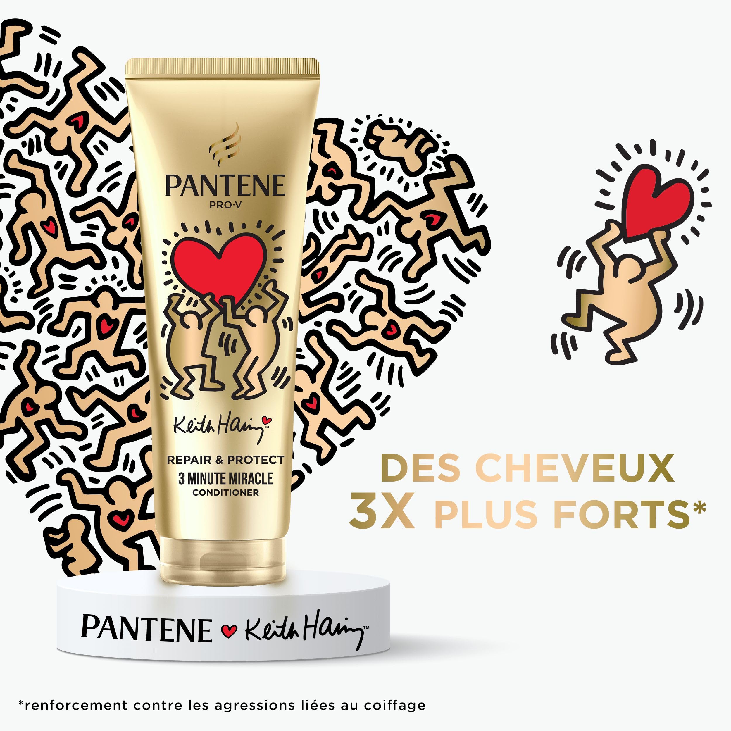 Pantene Pro-V x Keith Haring Art Collection Repair & Protect Conditioner 3 Minute Miracle 220ml Cheveux secs et abîmés, Active Nutri-Plex, aide à réparer les dommages visibles en 1 application