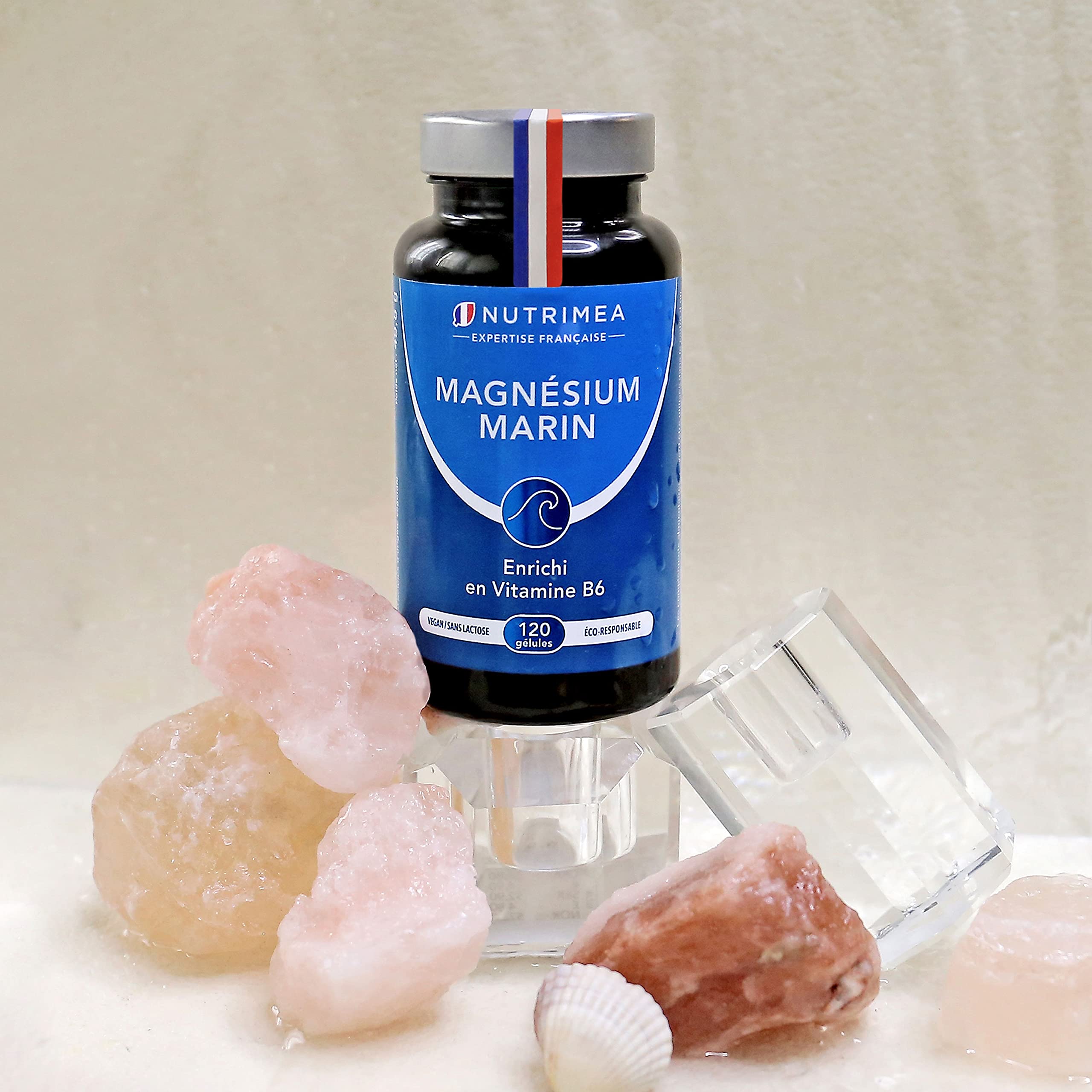 Marine Magnesium and Vitamin B6 | Patented Simag55 | Effectively Fights Fatigue | 150 mg/day | 120 Vegetable Capsules | 4 Month Cure | Made in France | Nutrimea