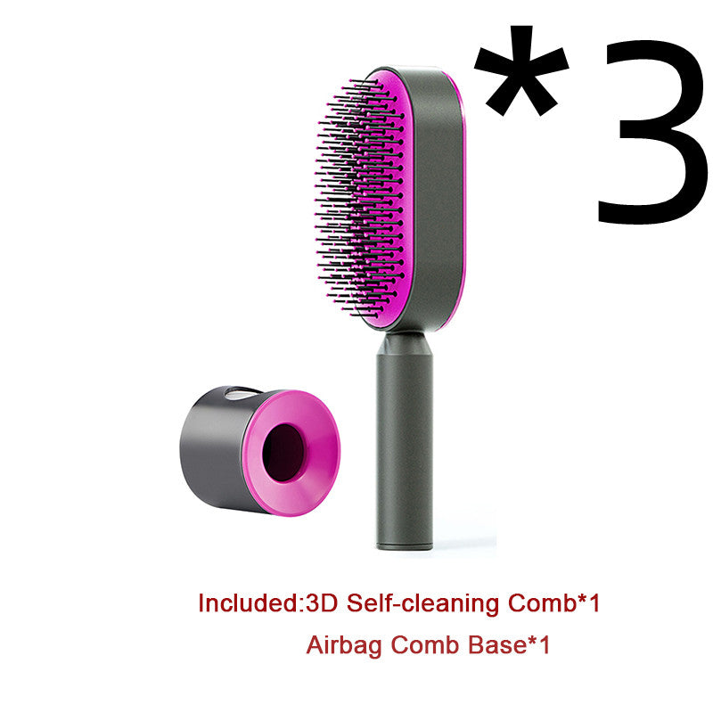 Brosse à cheveux autonettoyante pour femmes Nettoyage à une touche Perte de cheveux Airbag Massage Peigne à cuir chevelu Brosse à cheveux antistatique