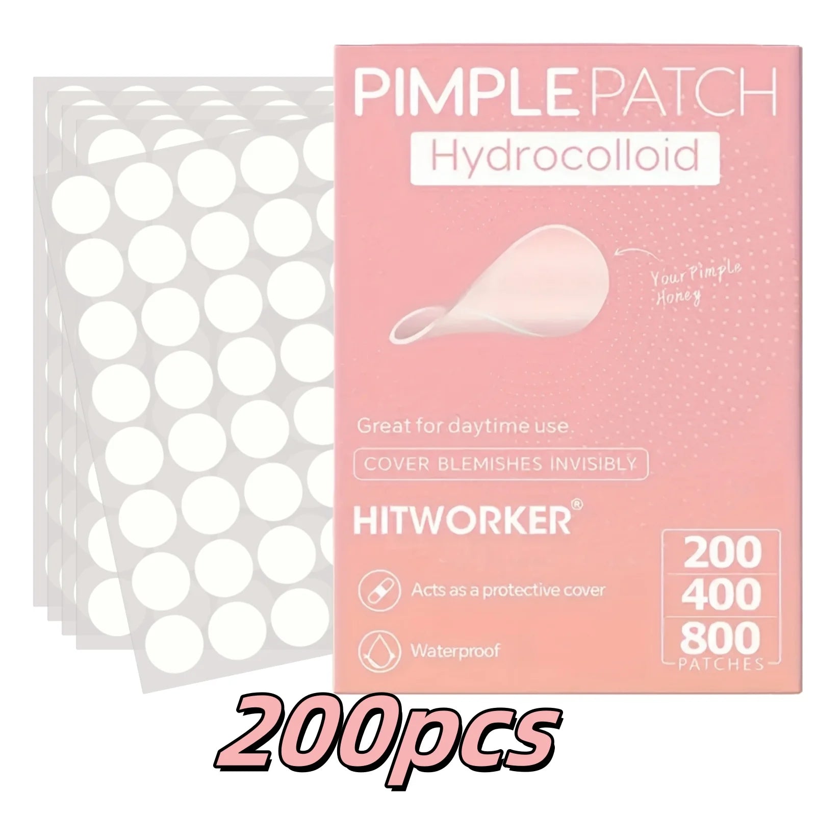 200/400/800 Pieces HITWORKER Hydrocolloid Acne Patches - Invisible, High-Quality Pimple Stickers with Salicylic Acid & Tea Tree