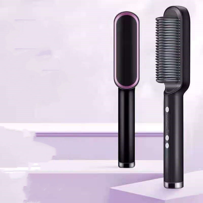 Nouveau lisseur à cheveux 2 en 1 peigne chaud pince à curling aux ions négatifs Brosse à cheveux électrique à double usage