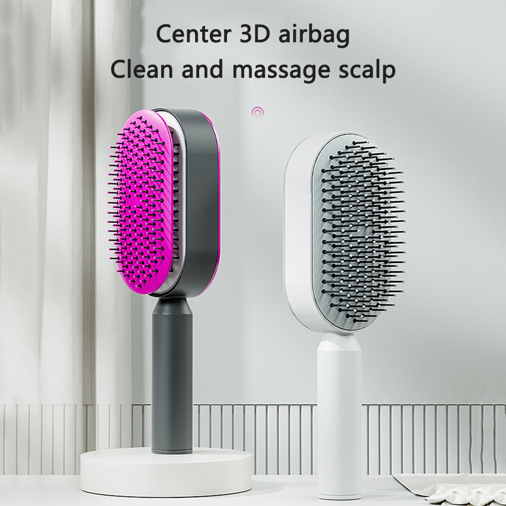 Brosse à cheveux autonettoyante pour femmes Nettoyage à une touche Perte de cheveux Airbag Massage Peigne à cuir chevelu Brosse à cheveux antistatique