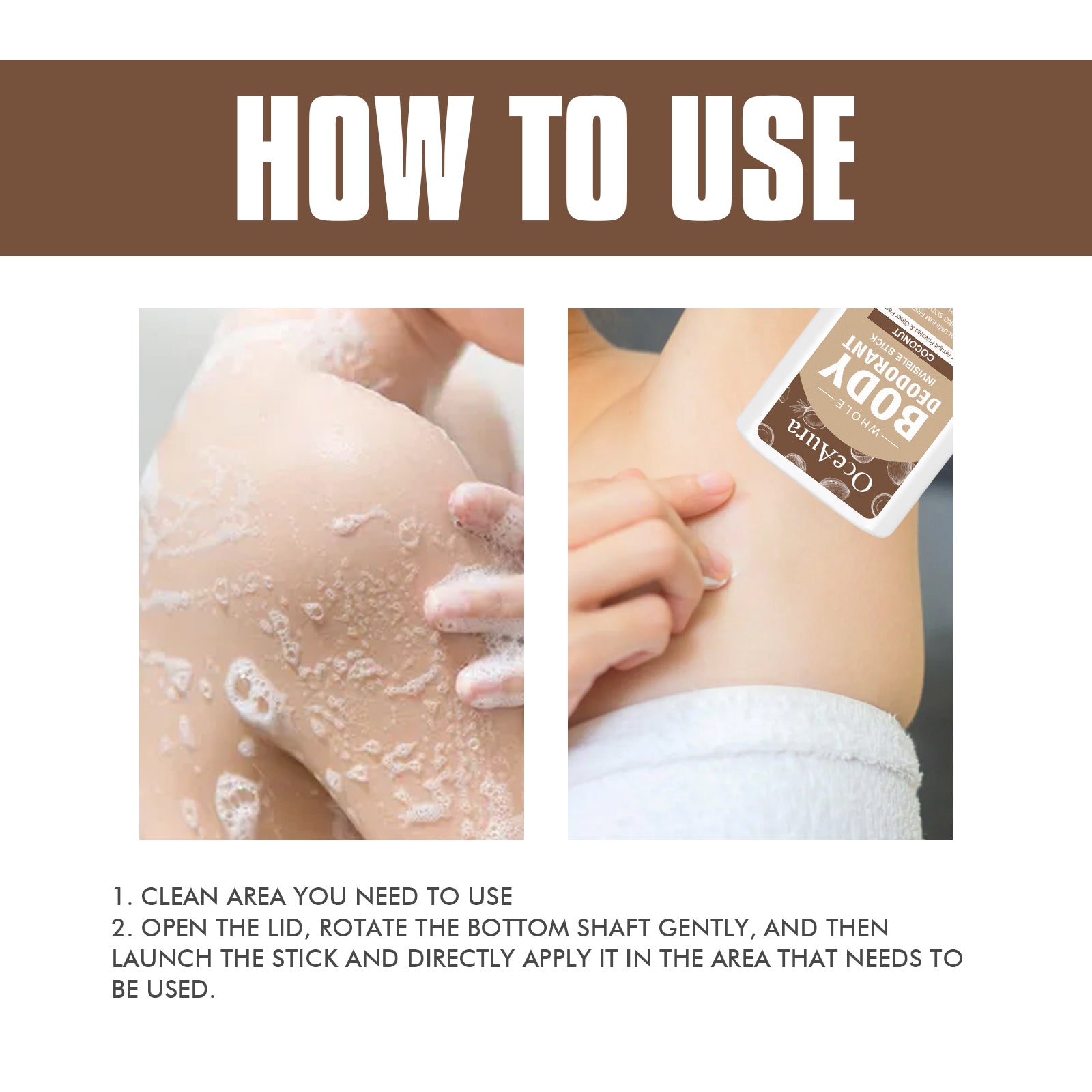 Déodorant pour tout le corps OceAura, odeur de sueur propre pour les aisselles, bâton déodorant rafraîchissant doux