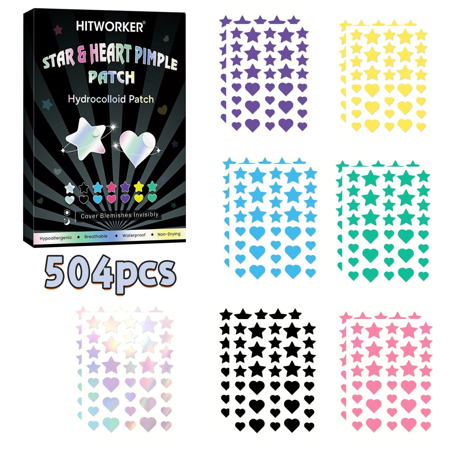 252/504/1008-Piece HITWORKER Acne Patches | Housse invisible contre les imperfections, enrichie d’huile d’arbre à thé, nettoyage doux