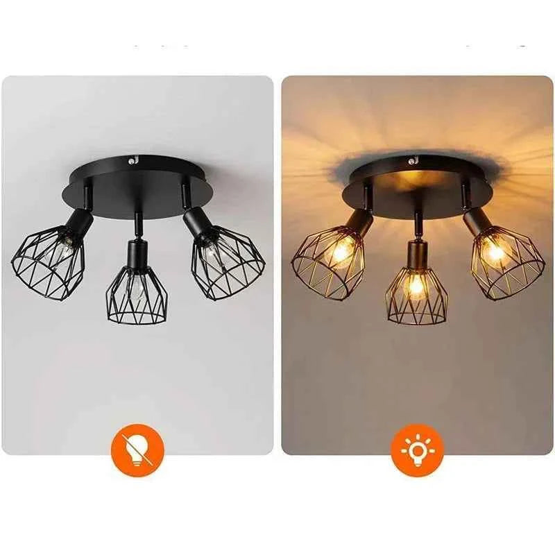 American ceiling light industrial style living room foyer hallway Ceiling lamp Bedroom interior Ceiling lighting 3heads