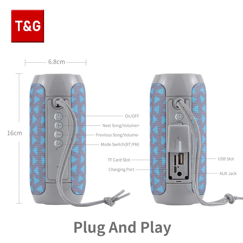 Haut-parleur Bluetooth T & G TG117, boîte de son TWS Portable, haut-parleur étanche, haut-parleurs stéréo Surround d'extérieur, Support Radio FM TF