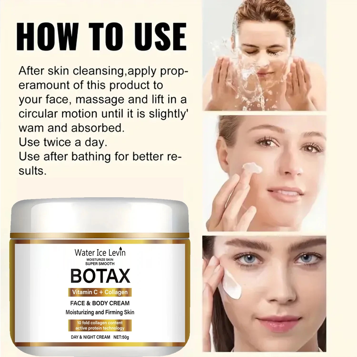 Crème de collagène à la niacinamide, crème hydratante pour le visage raffermissante, utilisation de jour et de nuit, contenant de la vitamine C, hydratant et nourrissant les peaux sensibles