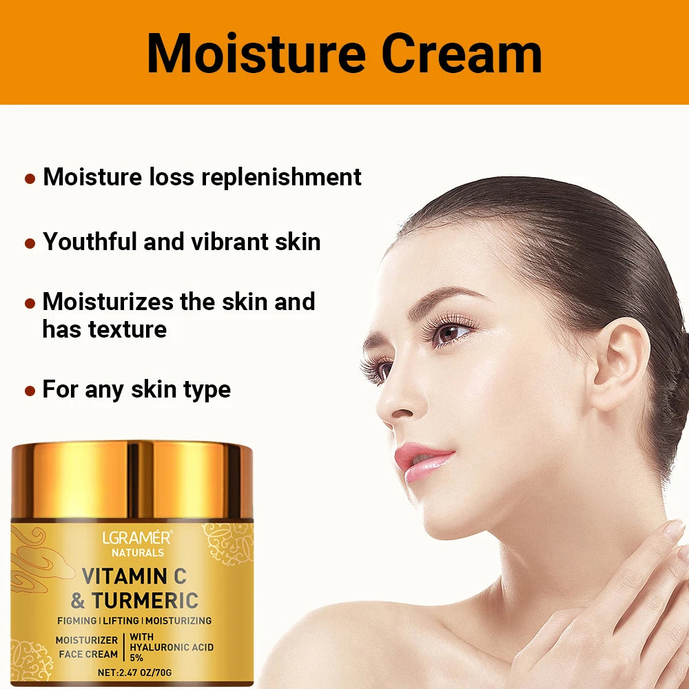 Curcuma Vitamine C Crème pour le visage Rétinol Hydratant Raffermissant Hyaluronique Éclaircissement Réparateur Crèmes blanchissantes pour soins de la peau lisses