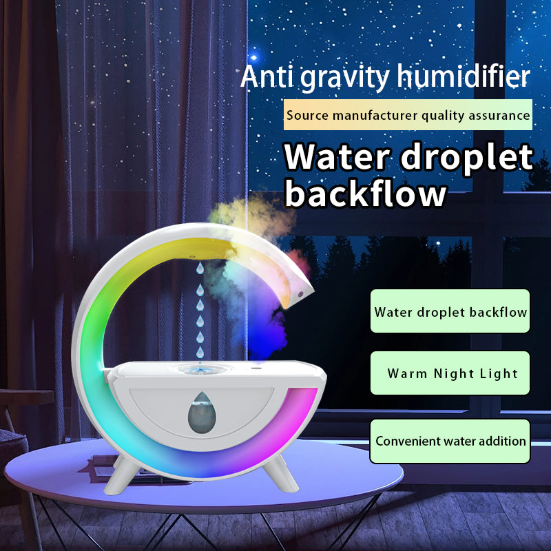 Humidificateur anti-gravité Goutte d’eau Bureau RVB Veilleuse LED pour chambre intérieure Décoration Atmosphère créative Lampes de table