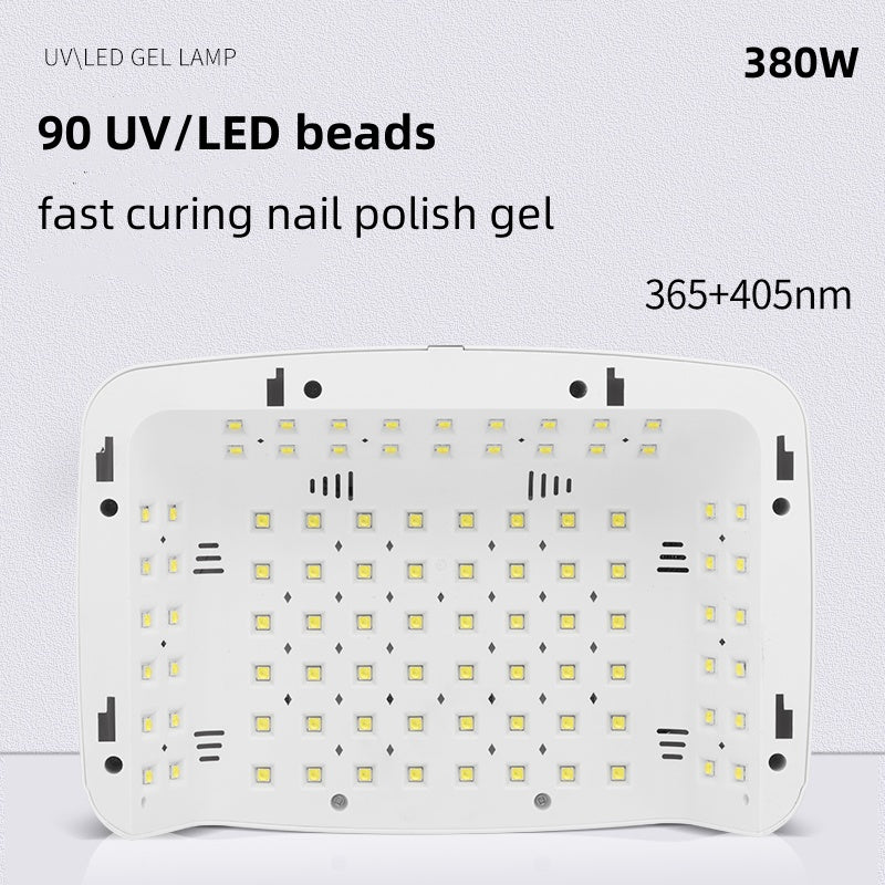 Sèche-ongles professionnel 380W 90 Leds Sèche-ongles Lampe UV pour le durcissement de tous les gels Vernis à ongles Détection de mouvement Manucure Pédicure