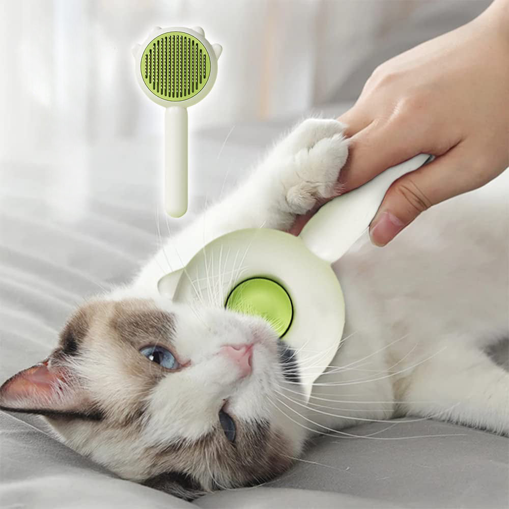 Brosse de nettoyage pour cheveux pour animaux de compagnie Brosse de toilettage pour chat avec bouton de déverrouillage Brosse de nettoyage pour cheveux