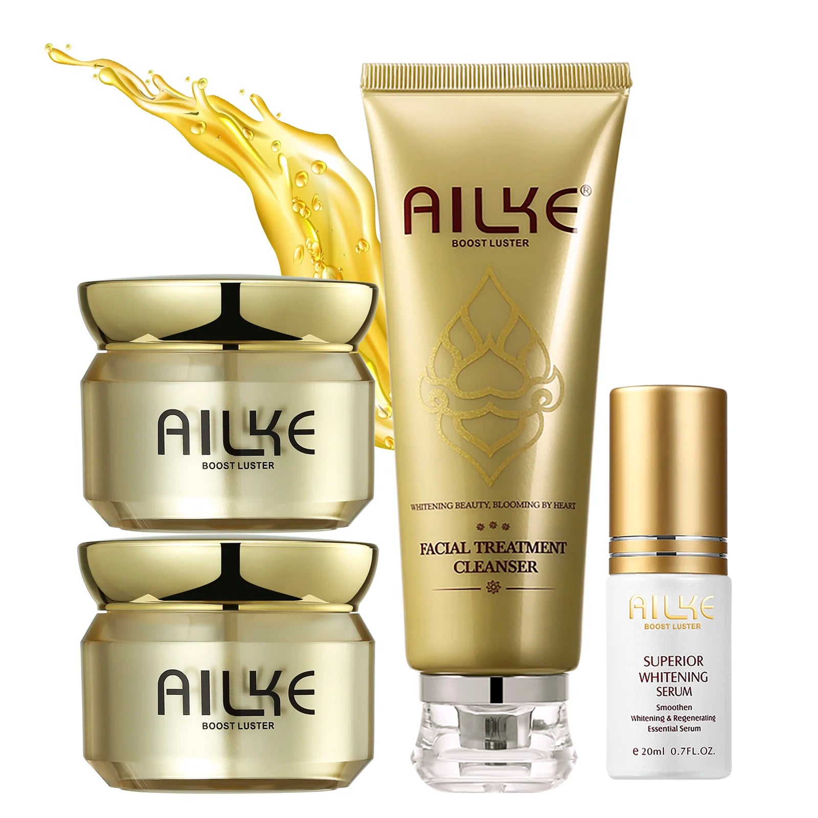 Ensemble de soins du visage blanchissant AILKE pour tous les types de peau, avec glutathion, nicotinamide, réduit les taches brunes, les taches de rousseur, le teint unif