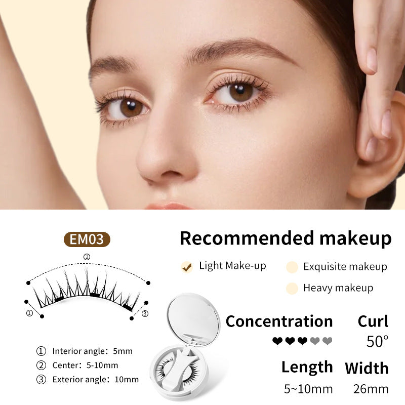 Faux cils magnétiques Boîte de rangement intégrée Aimant sans colle Faux cils Outils de maquillage naturels avec applicateur