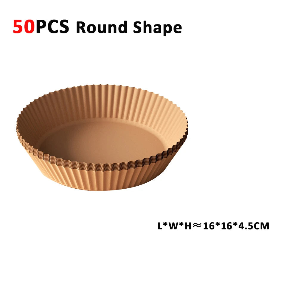 Papier de friteuse à air 100 pièces Papier de cuisson de friture à air jetable Rond Carré Friteuse à air Doublures Papier de cuisson Accessoires de friteuse à air 50 pièces