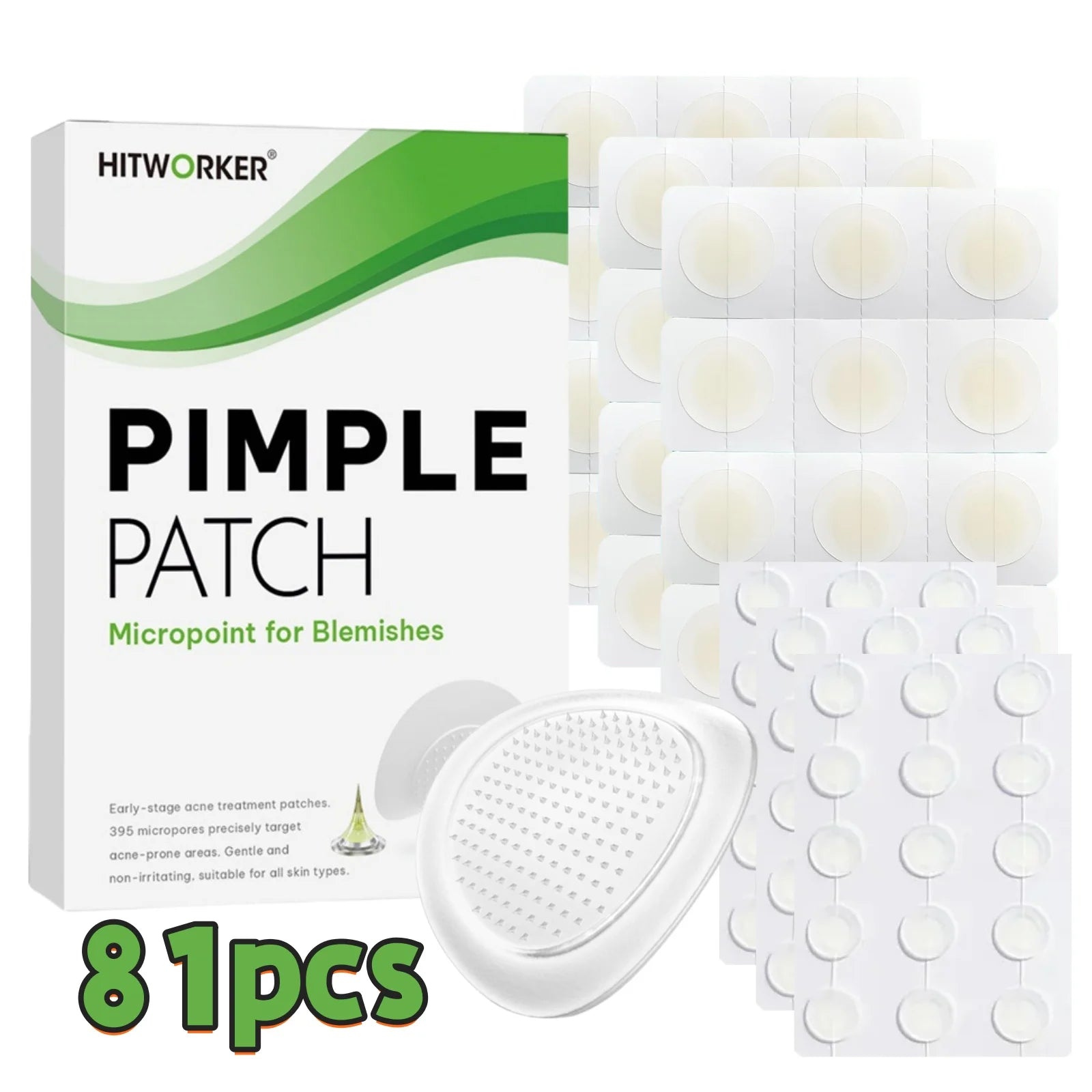 27/54/81-Piece HITWORKER Acne Patches - Infused with Salicylic Acid, Tea Tree Oil & Calendula Oil | For Acne & Blemishes, Residu