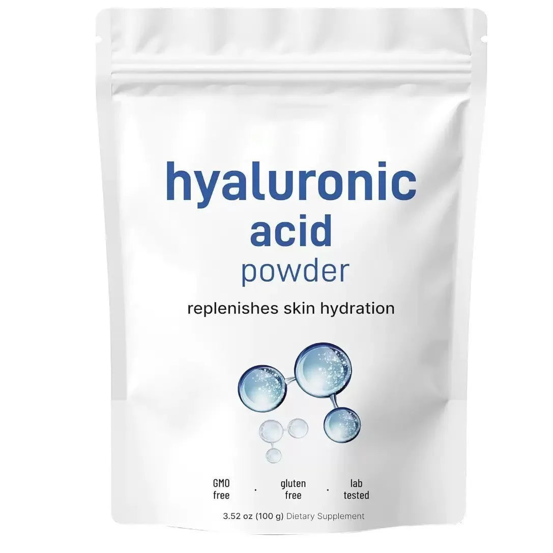 Poudre d’acide hyaluronique de qualité supérieure pour le visage Hydratation longue durée Nutrition Soutient la production de collagène Réduit les ridules Tous les S
