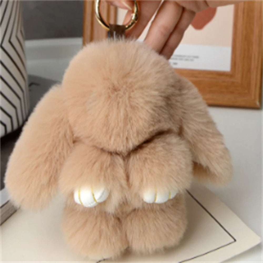 1PCS 15cm Chaîne en fourrure de lapin Sac pour femmes Chaîne de voiture Pendentif Décoration Bijoux Sacs Accessoires Cadeaux