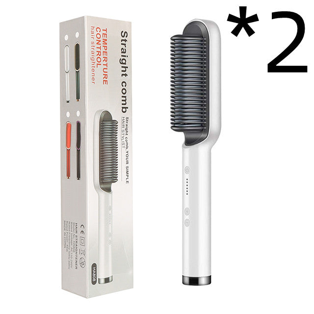 Nouveau lisseur à cheveux 2 en 1 peigne chaud pince à curling aux ions négatifs Brosse à cheveux électrique à double usage