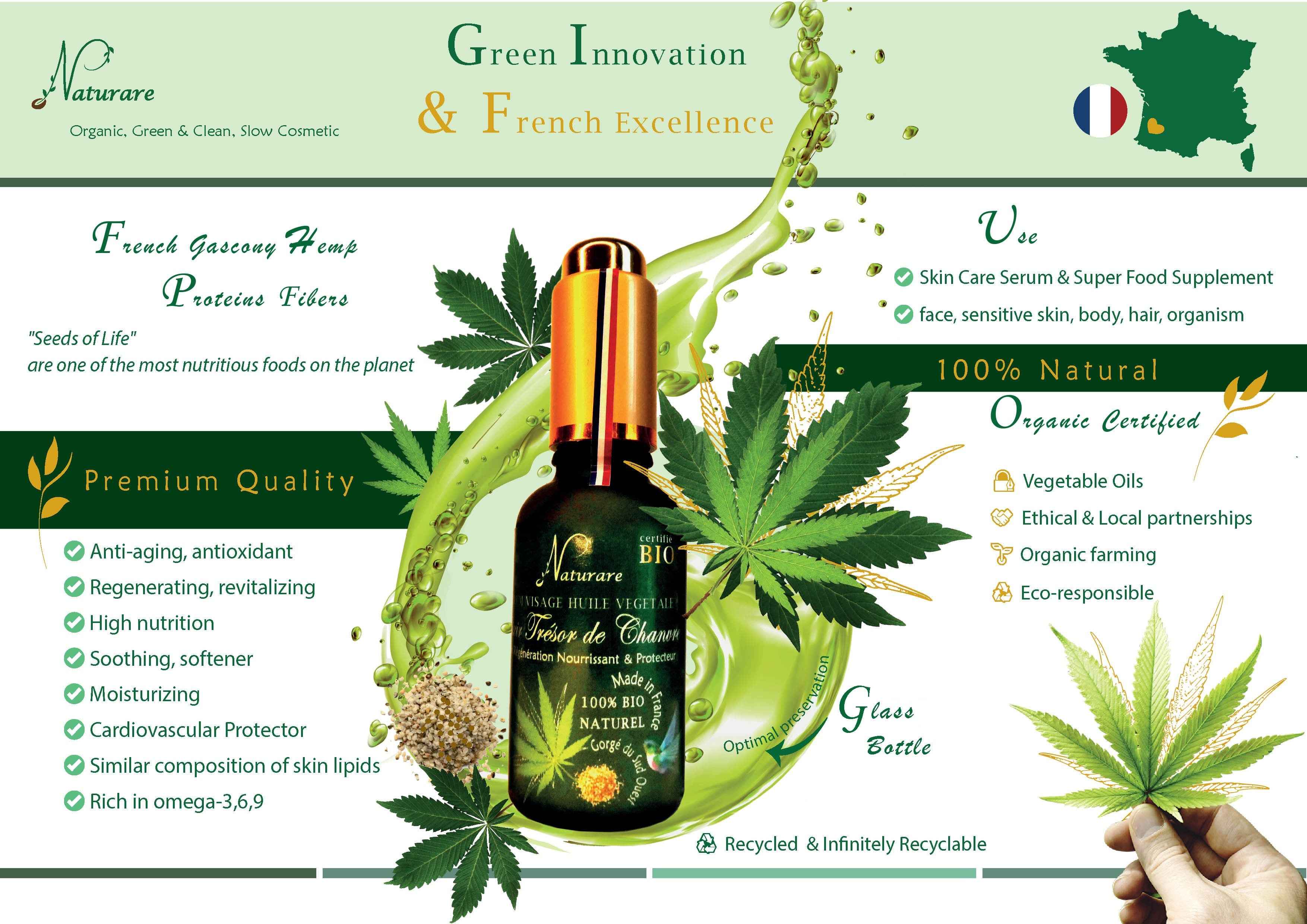 ORGANIC HEMP TREASURE ELIXIR - Vegetable Oil Serum, Food Supplements