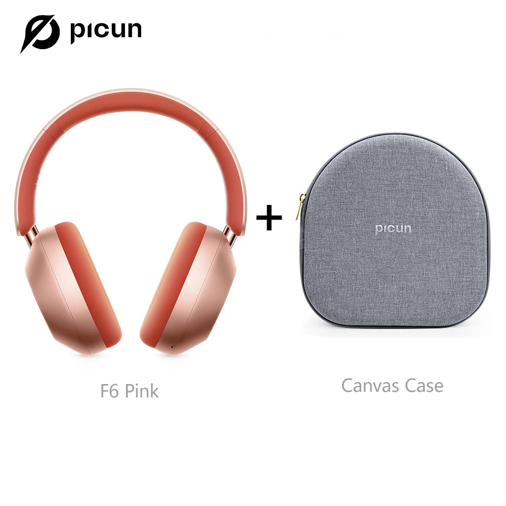Picun-Casque sans fil à suppression active du bruit F6, suivi de la tête, audio 3D, ANC haute résolution 40mm, casque Bluetooth, contrôle par câble HIFI