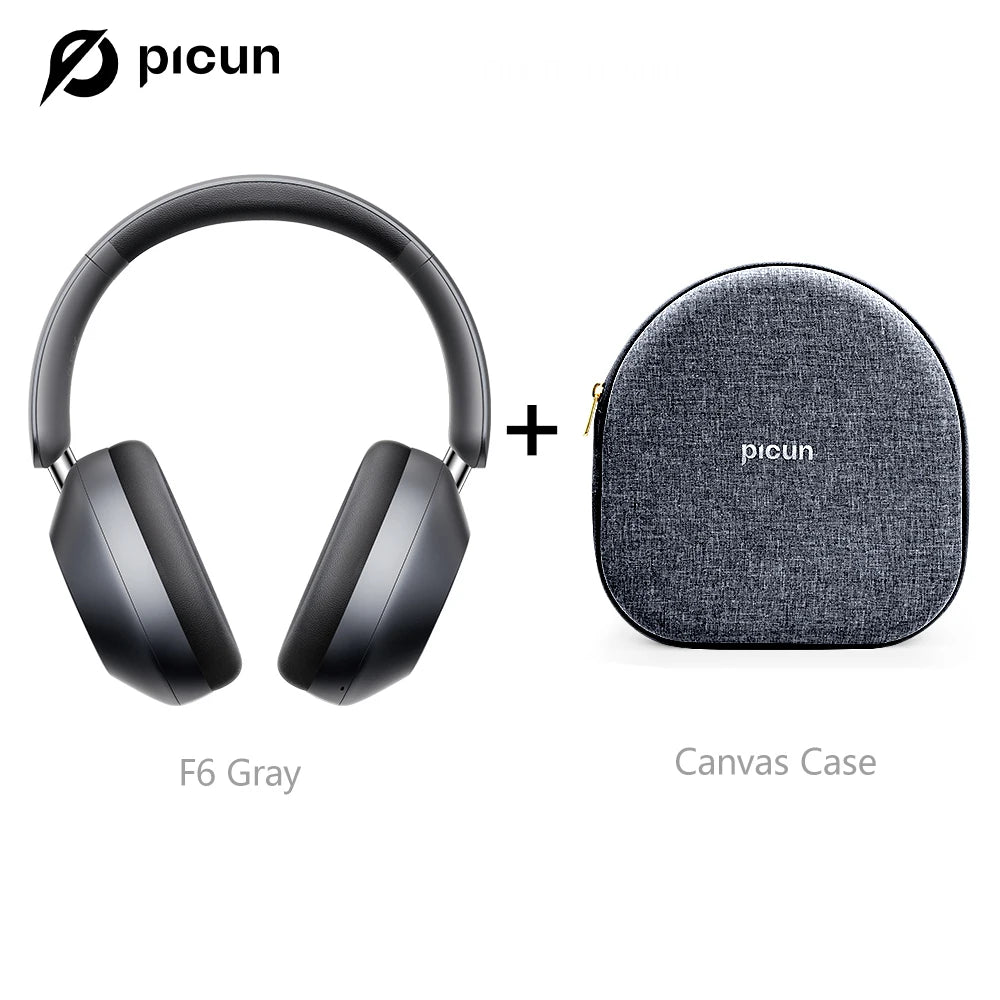 Picun-Casque sans fil à suppression active du bruit F6, suivi de la tête, audio 3D, ANC haute résolution 40mm, casque Bluetooth, contrôle par câble HIFI
