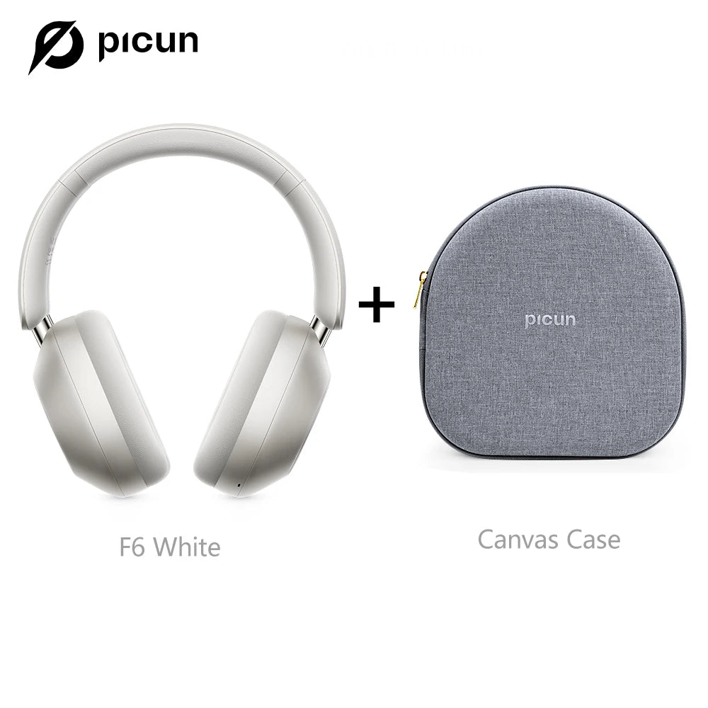 Picun-Casque sans fil à suppression active du bruit F6, suivi de la tête, audio 3D, ANC haute résolution 40mm, casque Bluetooth, contrôle par câble HIFI